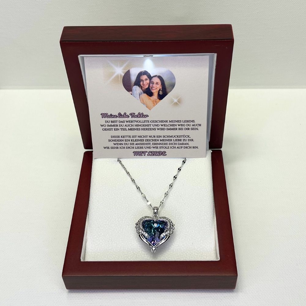 Meine liebe Tochter – Ozean Herz Halskette & MagNote mit eigenem Foto