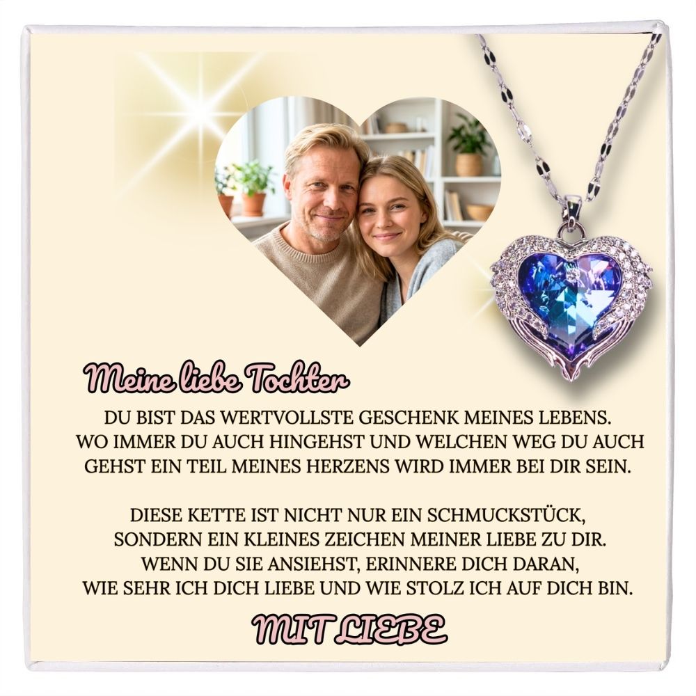Meine liebe Tochter – Ozean Herz Halskette & MagNote mit eigenem Foto