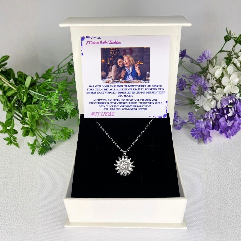 Meine liebe Tochter – Sonnen Halskette & MagNote mit eigenem Foto