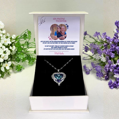 An meine Tochter – Ozean Herz Halskette & MagNote mit eigenem Foto