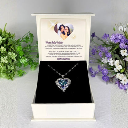 Meine liebe Tochter – Ozean Herz Halskette & MagNote mit eigenem Foto