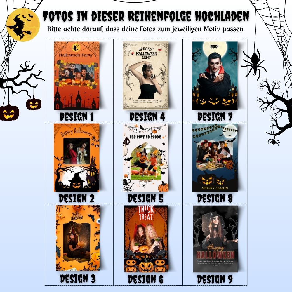 Personalisierte Halloween Magnete – 9er Set mit Foto