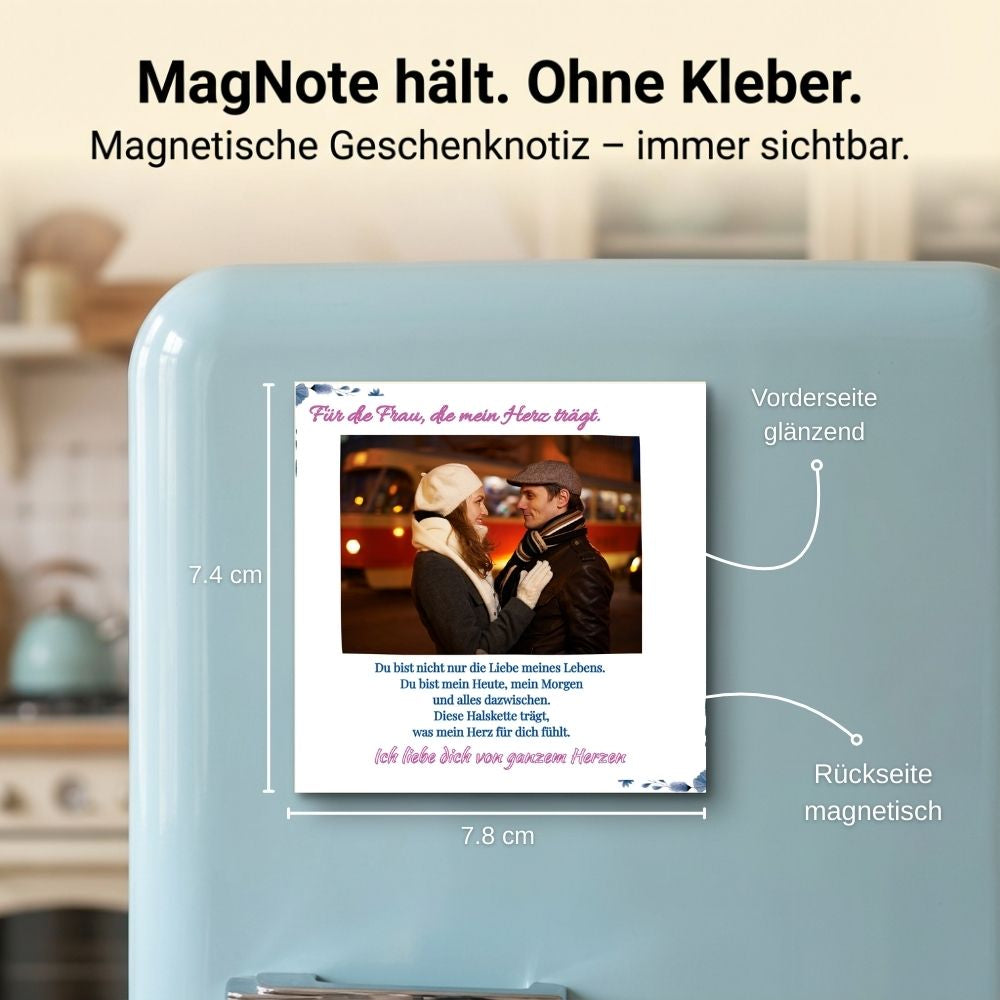 Personalisierte Halskette mit Fotomagnet – Für die Frau, die du liebst