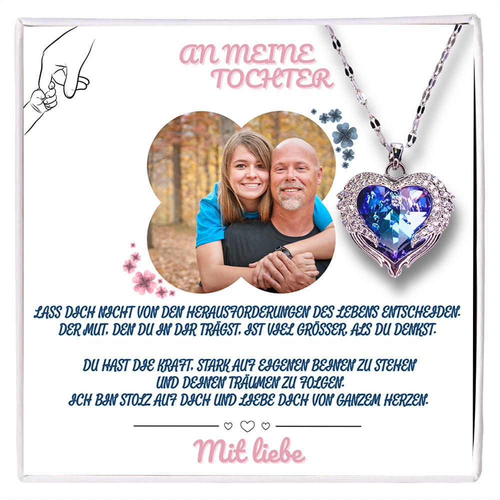 An meine Tochter – Ozean Herz Halskette & MagNote mit eigenem Foto