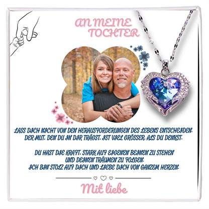 An meine Tochter – Ozean Herz Halskette & MagNote mit eigenem Foto