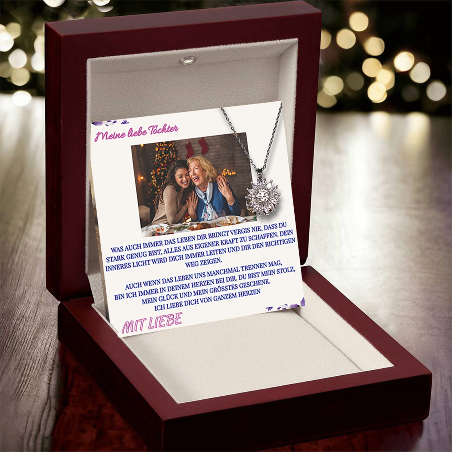 Meine liebe Tochter – Sonnen Halskette & MagNote mit eigenem Foto