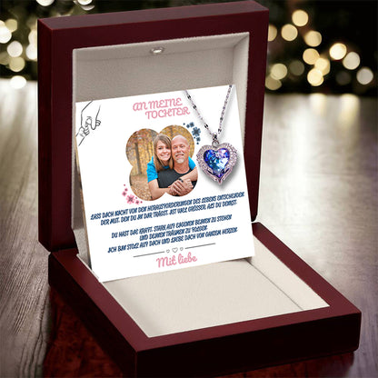 An meine Tochter – Ozean Herz Halskette & MagNote mit eigenem Foto
