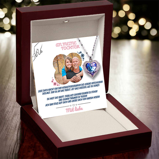 An meine Tochter – Ozean Herz Halskette & MagNote mit eigenem Foto