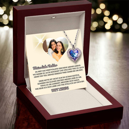 Meine liebe Tochter – Ozean Herz Halskette & MagNote mit eigenem Foto