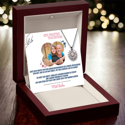 An meine Tochter – 360° Sonnen Halskette & MagNote mit eigenem Foto
