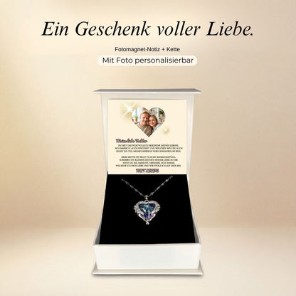 Meine liebe Tochter – Ozean Herz Halskette & MagNote mit eigenem Foto