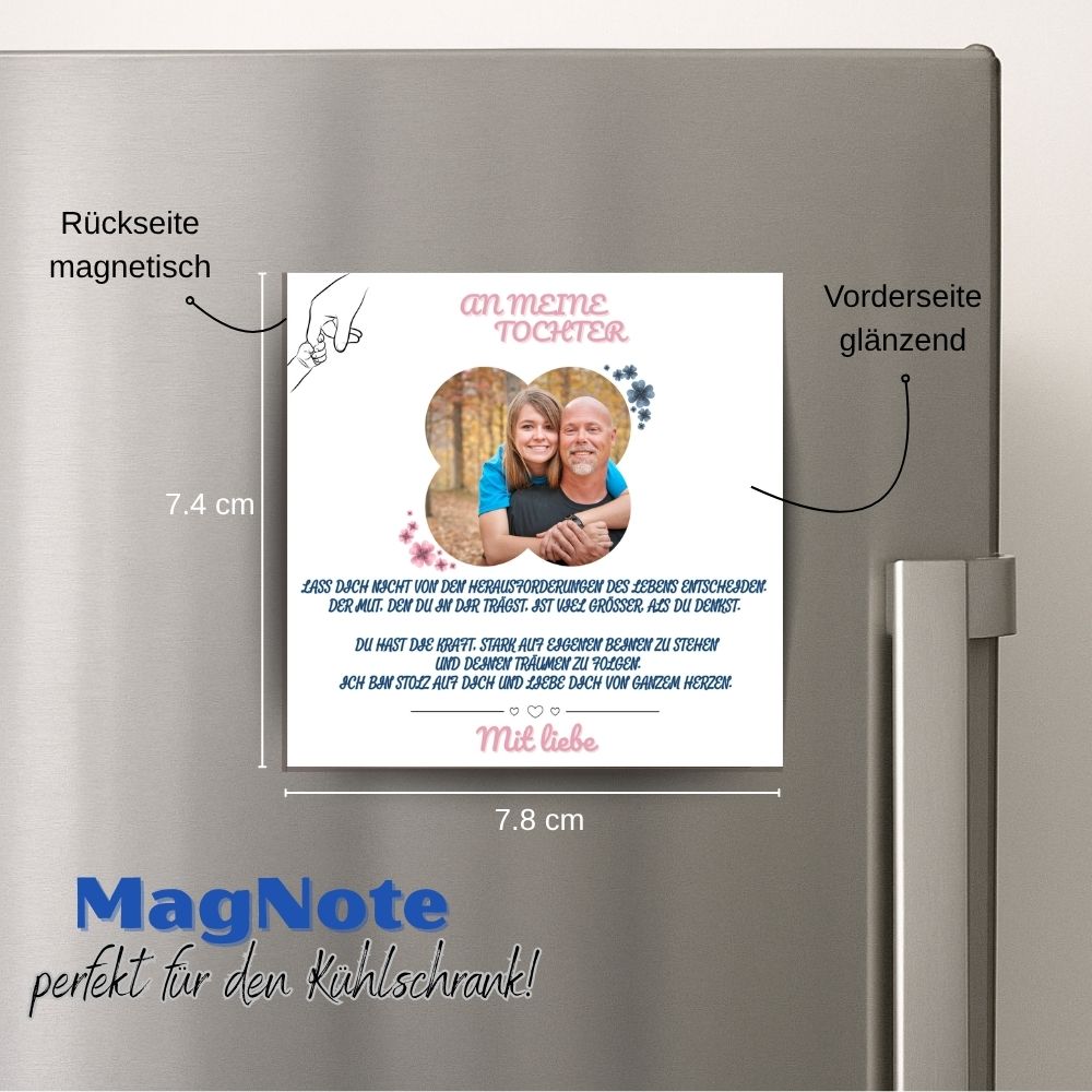 An meine Tochter – Ozean Herz Halskette & MagNote mit eigenem Foto