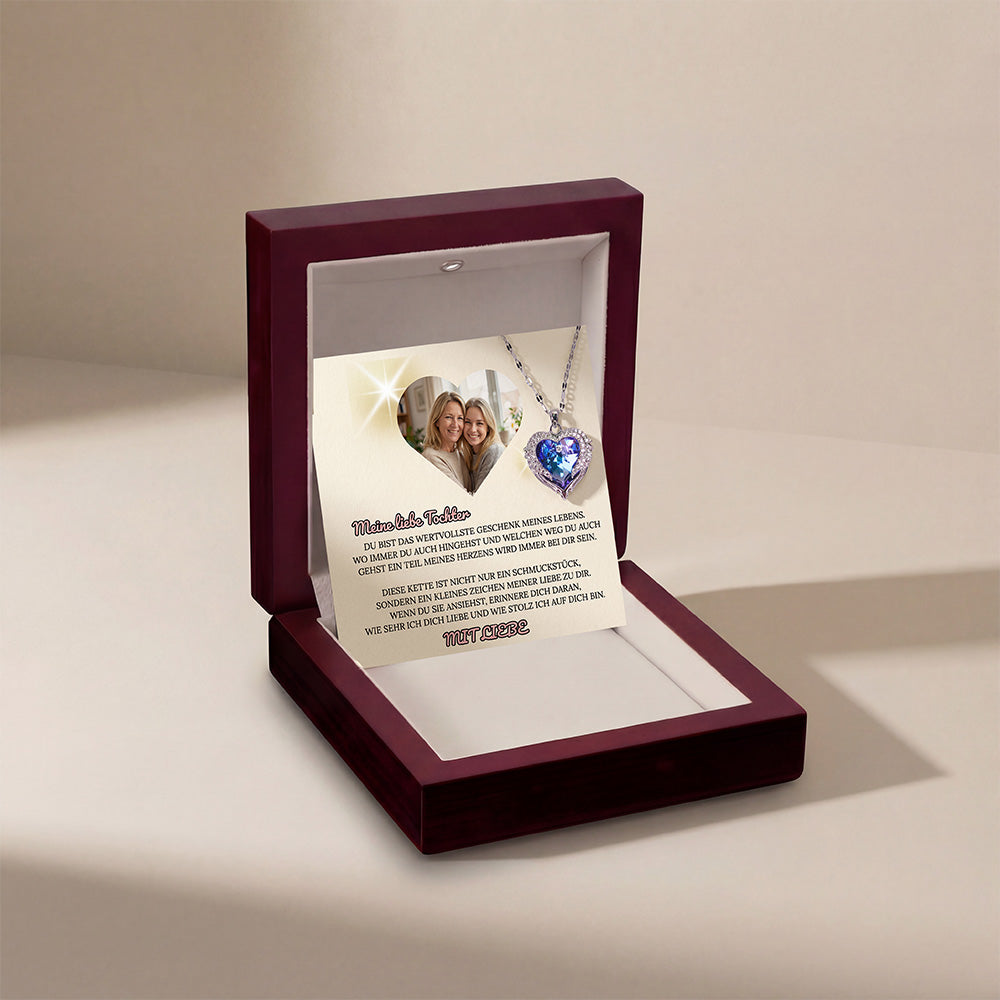 Meine liebe Tochter – Ozean Herz Halskette & MagNote mit eigenem Foto