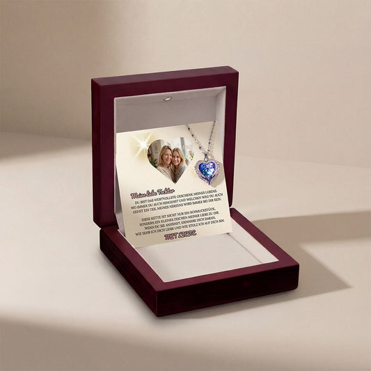 Meine liebe Tochter – Ozean Herz Halskette & MagNote mit eigenem Foto